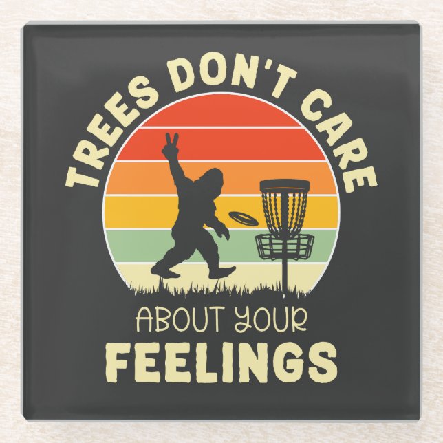 Funny Retro Disc Golf Design | Frisbee Lovers Glass Coaster (Front)