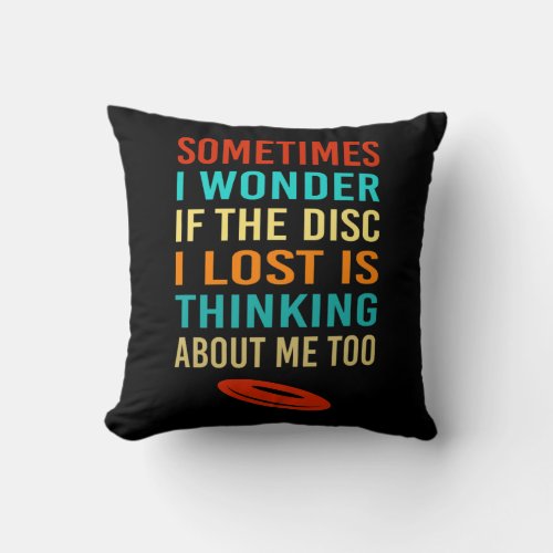 Funny Retro Disc Golf Lost Disc Frisbee  Throw Pillow