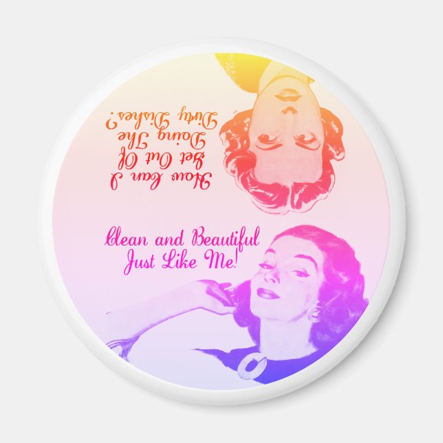 Funny Retro Dishwasher Clean Dirty Reversible Magn Magnet (Front)