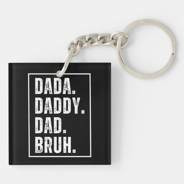 Funny retro distressed Dad birthday Father's Day  Keychain (Back)