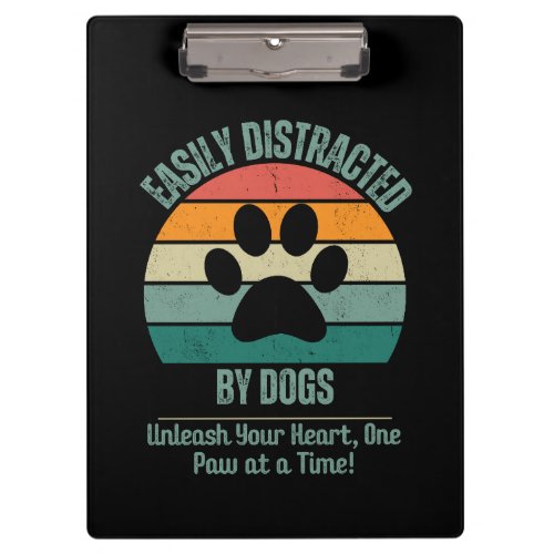 Funny Retro Dog Lover Easily Distracted By Dogs  Clipboard
