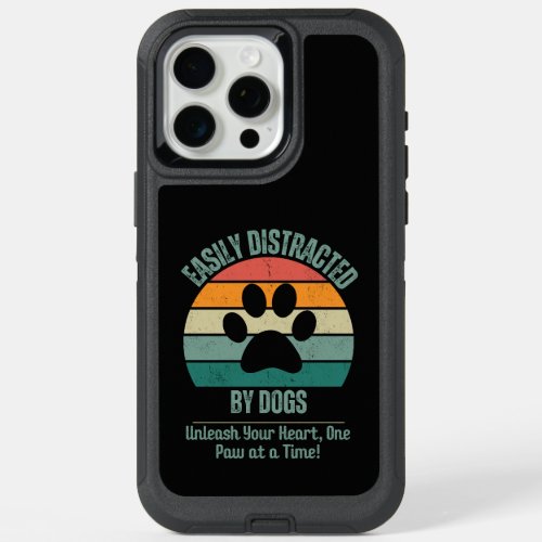 Funny Retro Dog Lover Easily Distracted By Dogs  iPhone 15 Pro Max Case