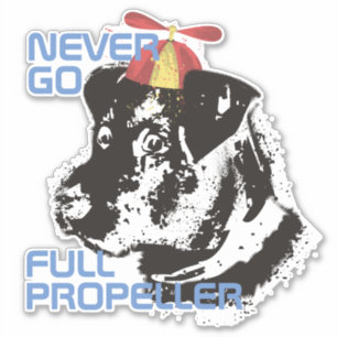 Funny retro dog propeller hat personalized sticker