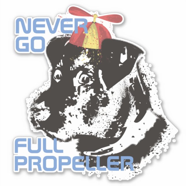 Funny retro dog propeller hat personalized sticker (Front)
