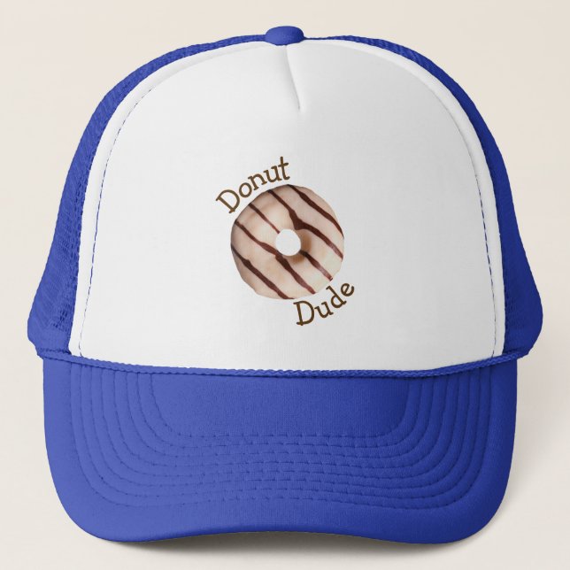 Funny Retro Donut Dude Trucker Hat (Front)