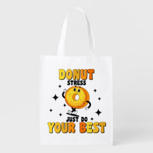Funny Retro Donut motivational Quote Grocery Bag