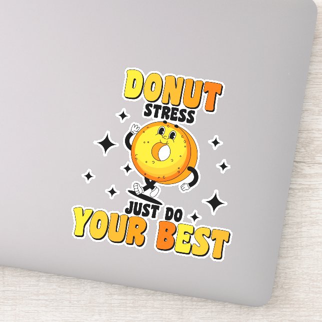 Funny Retro Donut motivational Quote Sticker (Detail)