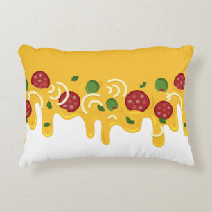 Funny Retro Dripping Pizza Cheese Keto Party Accent Pillow