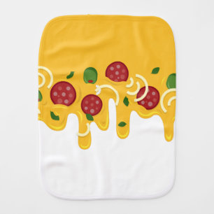 Funny Retro Dripping Pizza Cheese Keto Party Baby Burp Cloth