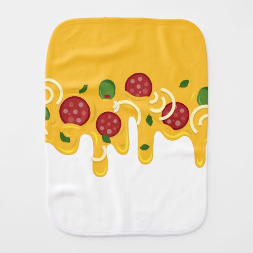 Funny Retro Dripping Pizza Cheese Keto Party Baby Burp Cloth