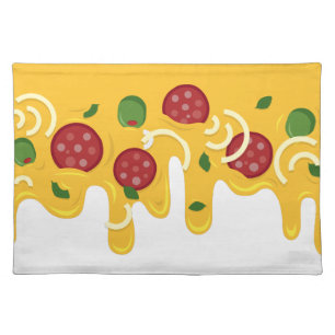Funny Retro Dripping Pizza Cheese Keto Party Cloth Placemat