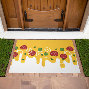 Funny Retro Dripping Pizza Cheese Keto Party Doormat