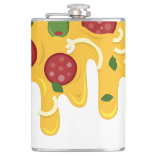 Funny Retro Dripping Pizza Cheese Keto Party Flask