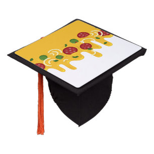 Funny Retro Dripping Pizza Cheese Keto Party Graduation Cap Topper
