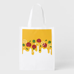 Funny Retro Dripping Pizza Cheese Keto Party Grocery Bag