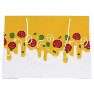 Funny Retro Dripping Pizza Cheese Keto Party Large Gift Bag