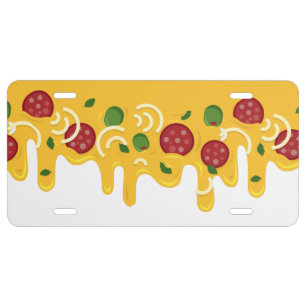 Funny Retro Dripping Pizza Cheese Keto Party License Plate