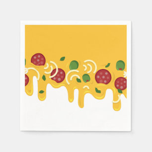 Funny Retro Dripping Pizza Cheese Keto Party Napkins