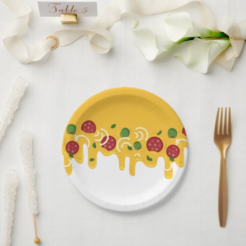 Funny Retro Dripping Pizza Cheese Keto Party Paper Plates