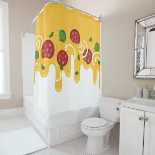 Funny Retro Dripping Pizza Cheese Keto Party Shower Curtain