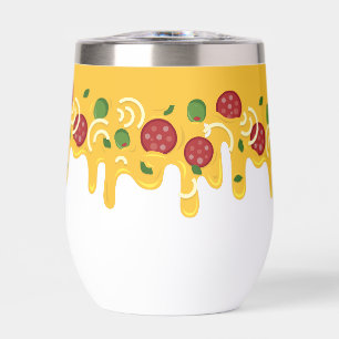 Funny Retro Dripping Pizza Cheese Keto Party Thermal Wine Tumbler