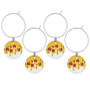 Funny Retro Dripping Pizza Cheese Keto Party Wine Charm