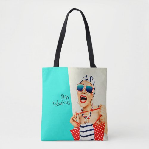 Funny Retro Fabulous Beach Lady in Sunglasses Tote Bag