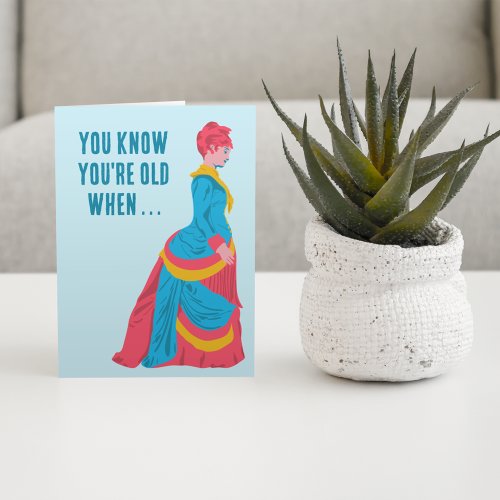 Funny Retro Fashion Woman in Bustle Dress Birthday
