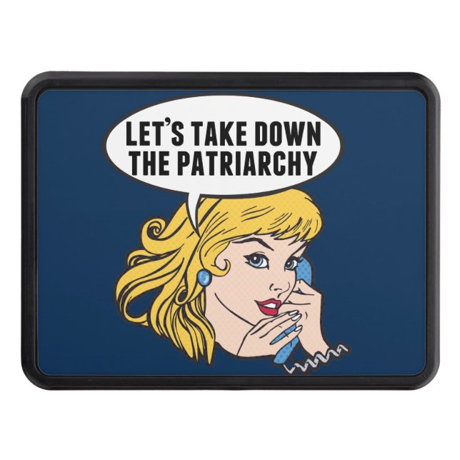 Funny Retro Feminist Pop Art Anti Patriarchy Blue Hitch Cover (Front)