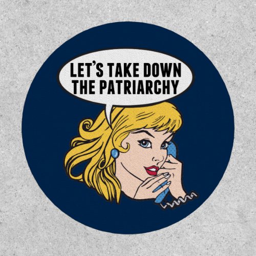 Funny Retro Feminist Pop Art Anti Patriarchy Blue Patch