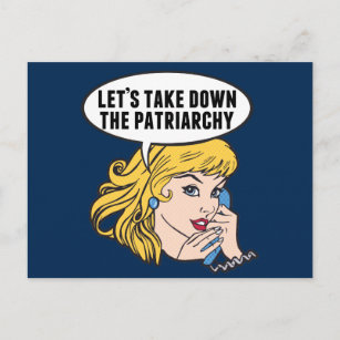 Funny Retro Feminist Pop Art Anti Patriarchy Postcard