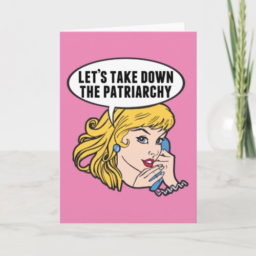 Funny Retro Feminist Pop Art Anti Patriarchy Quote Card