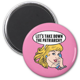 Funny Retro Feminist Pop Art Girl Pink Political Magnet