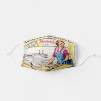 Funny Retro Fifties Housewife Working from Home Adult Cloth Face Mask