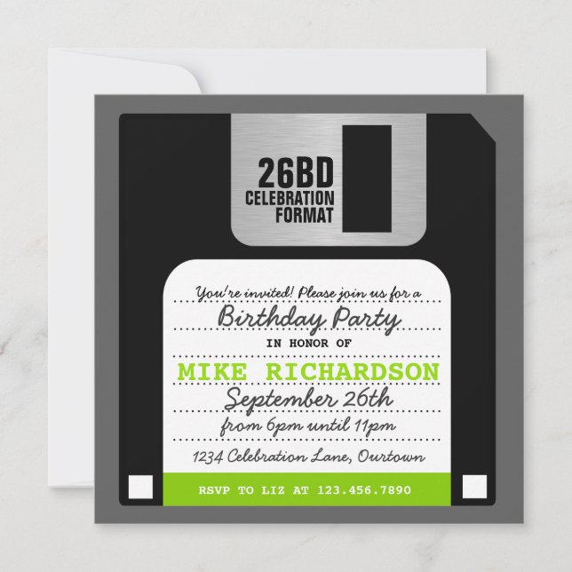 Funny Retro Floppy Disc Party Invitation (Front)