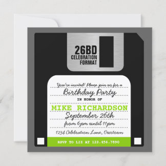 Funny Retro Floppy Disc Party Invitation