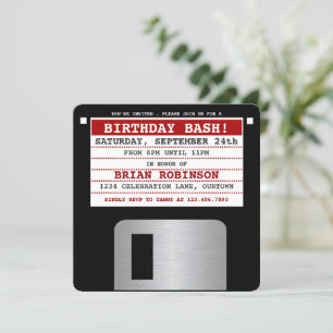 Funny Retro Floppy Disc Party Invitation