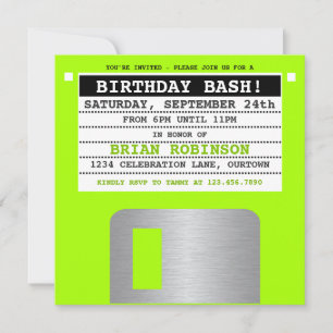Funny Retro Floppy Disc Party Invitation