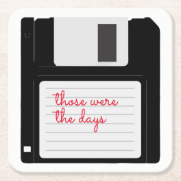Funny Retro Floppy Disc Square Paper Coaster