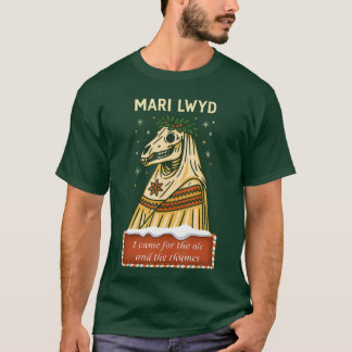 Funny Retro Folklore Skeleton Horse Mari Lwyd Yule T-Shirt
