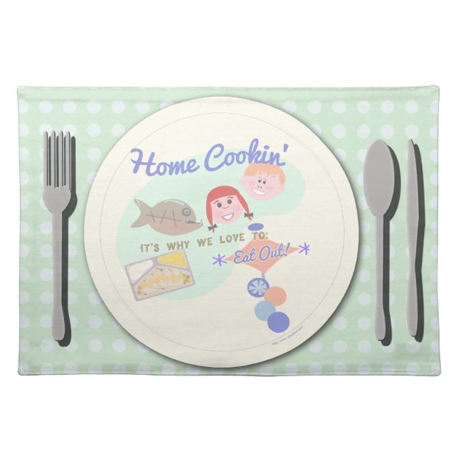 Funny Retro Food Meal Home Cooking Slogan Cloth Placemat (Front)