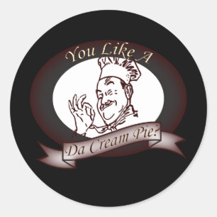 Funny Retro French Chef Dirty Cream Pie Classic Round Sticker