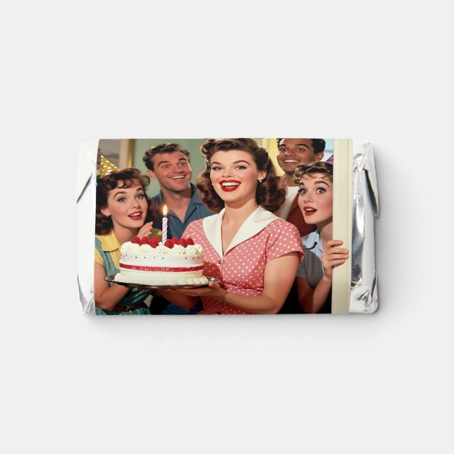 Funny Retro Friends Celebrating a Birthday Hershey's Miniatures (Front)