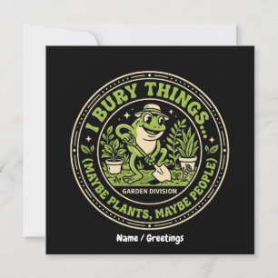 Funny Retro Frog Badge I Bury Things Gardening Invitation