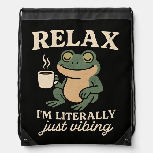 Funny Retro Frog Vibing Aesthetic Meme T-Shirt Drawstring Bag