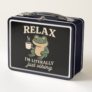 Funny Retro Frog Vibing Aesthetic Meme T-Shirt Metal Lunch Box
