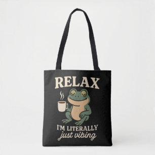 Funny Retro Frog Vibing Aesthetic Meme T-Shirt Tote Bag
