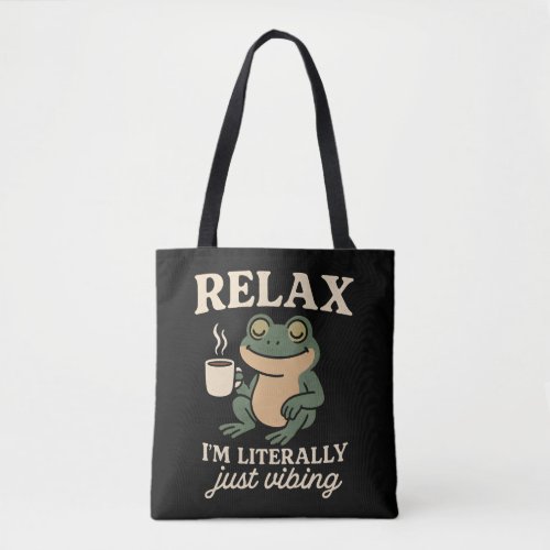 Funny Retro Frog Vibing Aesthetic Meme T-Shirt Tote Bag