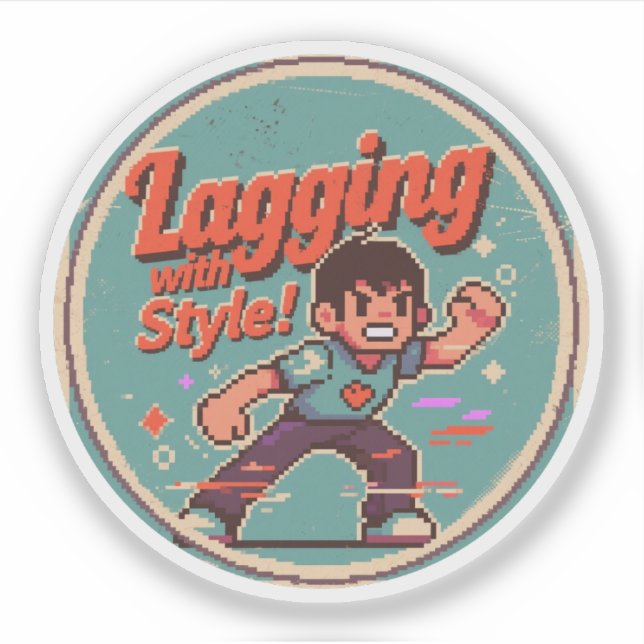 Funny Retro Gaming Design – Lagging with Style! Sticker (Front)