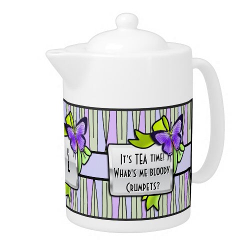 Funny Retro GeometricButterflyBow Personalized Teapot